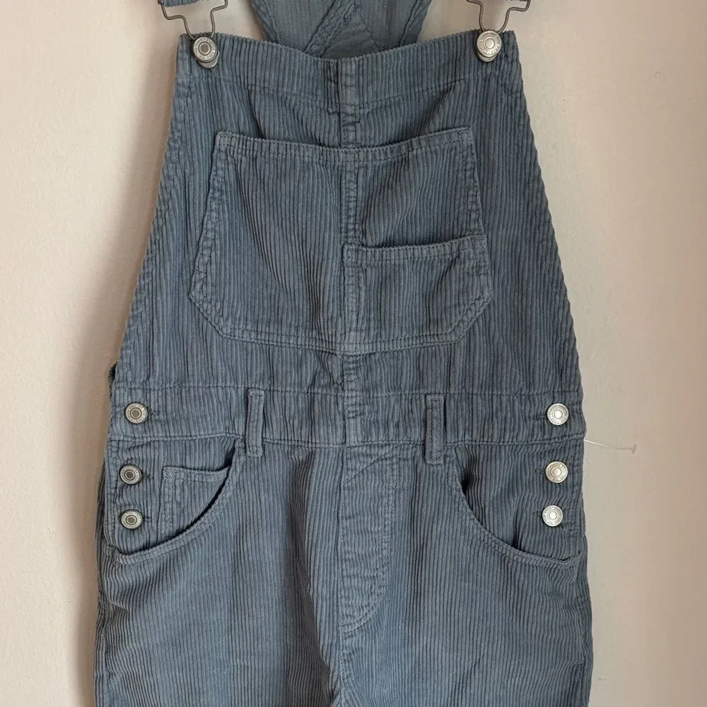 Free People Womens Ziggy baggy dusty blue corduroy overalls bibbs Spring Fall XS